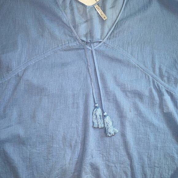 Seafolly Australia Sky Blue Crepe Swim Coverup Tassel Tie Embroidery Hem Size M - Picture 8 of 11